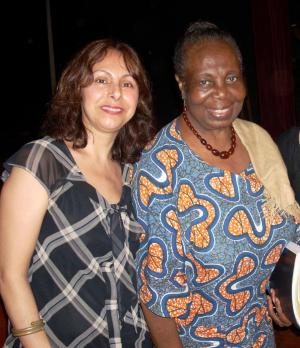 Rosario de Swanson with Guinean feminist writer Trinidad Morgades Besari.