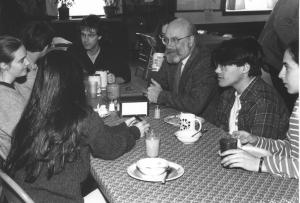 Tim holds court at a meeting of the Breakfast Club in the early 1990s. Archive photo