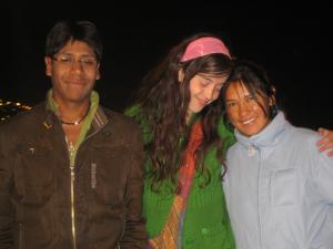 Sari with two of her research assistants, Eddy and Rosmery.