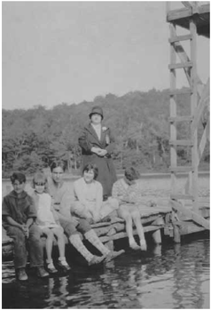 Larry and his family at Shelter Lake, now known as South Pond.