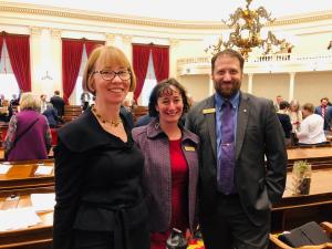 As of January, Marlboro has three alumni in the Vermont House of Representatives. Sara Coffey ’90 (left) and Emilie Kornheiser ’00 (center) were elected last November, and Tristan Toleno MBA’11 (right) has served on the house since 2012 and is currently assistant majority leader.