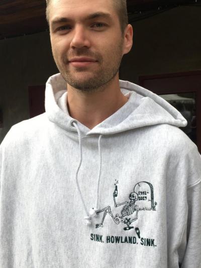 Alek Jaunzemis ’13 sports a Howland commemorative sweatshirt at Home Days. 