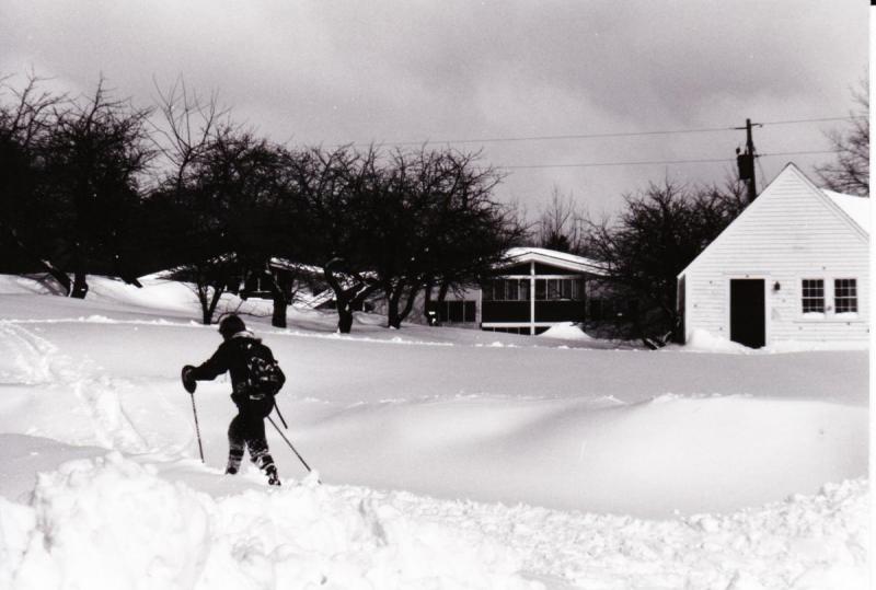 A student makes their way across campus in winter, in this undated photo.