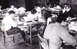 Students take the comprehensive exam in 1962.