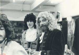 Peter Niewiarowski '84 and a hirsute Tim prepare for the 1983 production of Dido and Aeneas. Archive photo