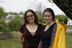 Sophomores Saskia Giramma and Clair Maleney enjoy each other’s company on campus just as their moms, Suzanne Turner ’84 and Kathryn Burke Maleney ’84, once did.   