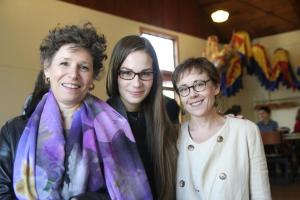 Elena Schaaf-Brandes '78 and daughter Olivia Schaaf '14 put their heads together with theater professor Brenda Foley to discuss a spring class trip to Berlin to explore collaborative performance. Elena has had a rich career in musical theater in Switzerland and Germany, and is currently teaching vocals on the faculty at the Universität der Künste Berlin.