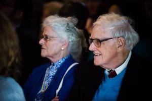 Honored guests at the ceremony included delegates from 13 other colleges and universities, as well as three former presidents of Marlboro College, Tom Ragle (pictured), Paul LeBlanc, and Ellen McCulloch-Lovell. They also included Geoffrey Hendricks, son of college founder Walter Hendricks.