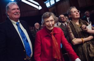 At his September 13 inauguration (see below), Kevin was joined by many family members, including five siblings and his mother, Katherine Quigley, flanked here by Kevin’s brother Bill and spouse Susan Flaherty.