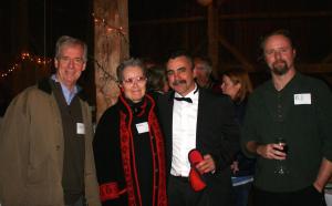 Michael Crane ’92 and Bill Connick ’92 visit with President Kevin and First Lady Susan Flaherty at the Colonel Williams Inn, during a minireunion of alumni from the ‘90s known as JALFers (in honor of Jedediah Adam Leland Fels ’92).