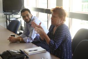 Ahmed Salama during a class presentation for the MA in TESOL program last summer. 