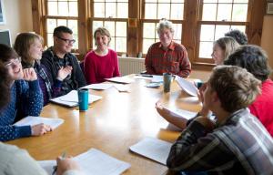 T. Wilson holds court during a fiction writing class in 2011. Photo by Jeff Woodward