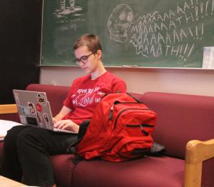 Freshman Phoenix Bieneman hosts a daily practice time in the science building.