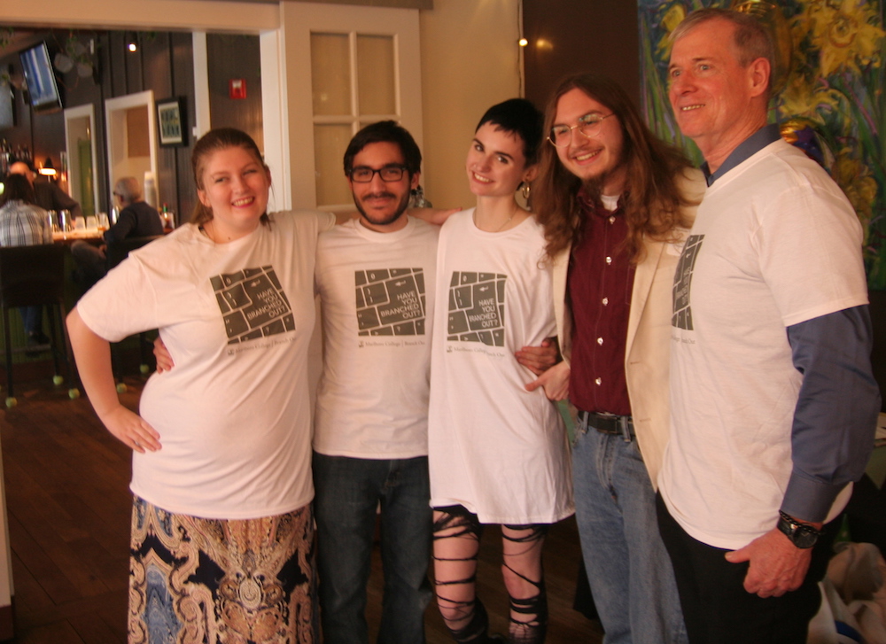 Students celebrate with President Kevin at the May 1 launch of Branch Out. Photo by Richard Smith