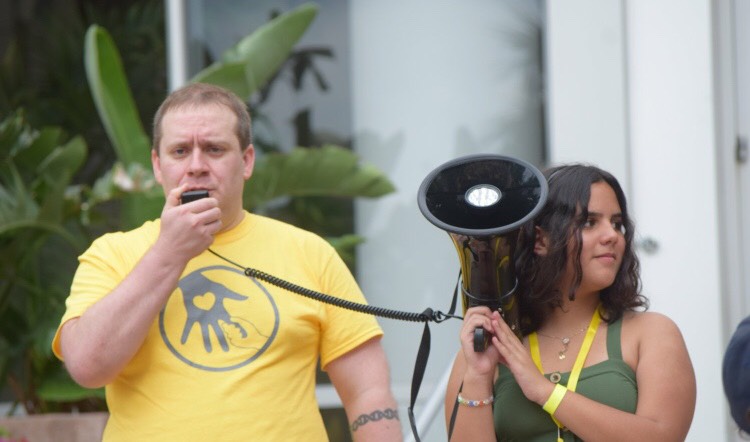 Jordon speaks last June at a rally in Orlando, Florida, protesting the Trump administration’s “zero tolerance” policy. Photo by Katherine O’Hara Allen