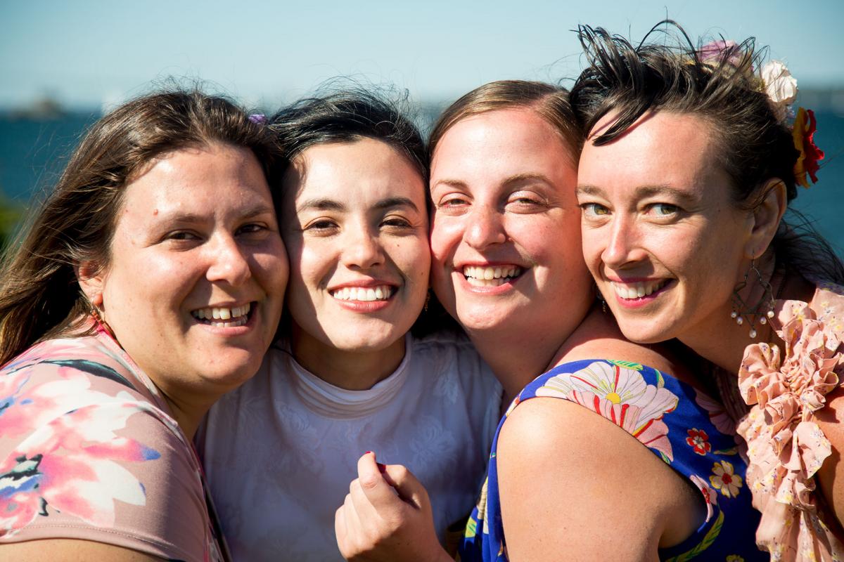 Lillian Schrenk Graham ’07, Wylin Daigle ’07, Hayley Shriner ’07 and Willow O’Feral ’07 beam at Wylin’s July wedding with her partner of a decade, Michael Walston, in a small intimate ceremony in Newport, Rhode Island. It was a “super Marlborolicious event,” says Willow, with Hayley officiating, Lillian making bouquets from her garden, and Willow and Brad Heck ’04 taking photographs and throwing a tea party.