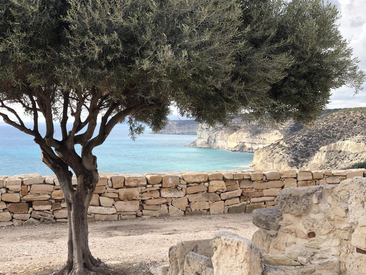 A Mediterranean cliff-side view from Limassol, Cyprus.