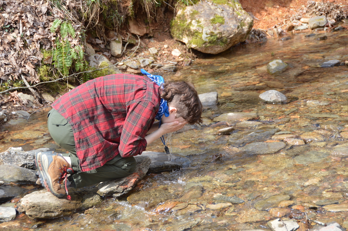 Lydia Nuhfer demonstrates how to cool off, Smokies-style. 