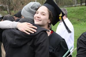 Janelle Kesner '19 gets a hug.