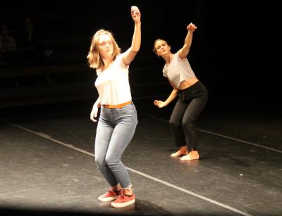 Shura Baryshnikov ’03 and her daughter Adah Bryan perform during the alumni dance showcase kicking off the weekend.